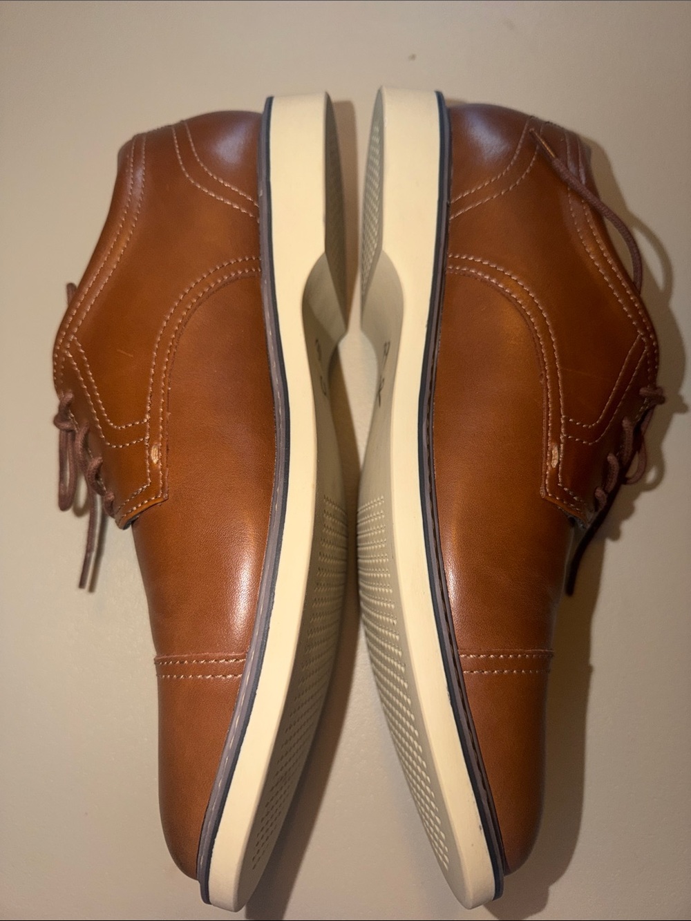 Alfani Men's Cognac Brown Leather Lace-Up Oxfords* NWOB or Tag - Picture 10 of 11